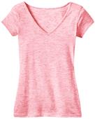 District Juniors Extreme Heather V-Neck Pink Shirt