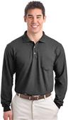 Port & Company Long Sleeve Silk Polo with Pocket