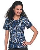 Landau Women's Rounded V-Neck Fern Scrub Tunic