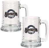 MLB Milwaukee Brewers 2pc Glass Tankard Set