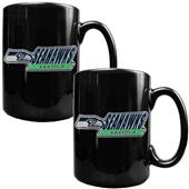 NFL Seattle Seahawks Black Ceramic Mug (Set of 2)