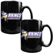NFL Minnesota Vikings Black Ceramic Mug (Set of 2)