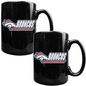 NFL Denver Broncos Black Ceramic Mug (Set of 2)