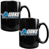 NFL Detroit Lions Black Ceramic Mug (Set of 2)