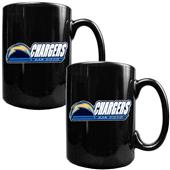 NFL San Diego Chargers Black Ceramic Mug-Set of 2