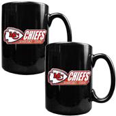 NFL Kansas City Chiefs Black Ceramic Mug-Set of 2