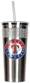 MLB Texas Rangers Stainless Bling Tumbler W/Straw
