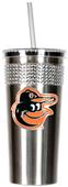 MLB Orioles Stainless Bling Tumbler W/Straw