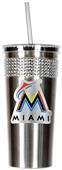 MLB Miami Marlins Stainless Bling Tumbler W/Straw