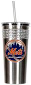 MLB NY Mets Stainless Bling Tumbler W/Straw