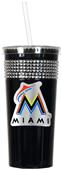 MLB Miami Marlins Black Bling Tumbler w/Straw