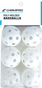 9" White Poly Molded Baseballs Set of 6 CBB-51C