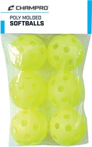 12" Yellow Poly Molded Softballs Set of 6 CSB-51C