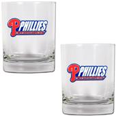 MLB Phillies 14 oz. 2pc Rocks Glass Set