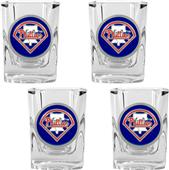 MLB Phillies 4pc Square Shot Glass Set