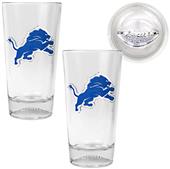 NFL Detroit Lions Football Base Pint Glass Set