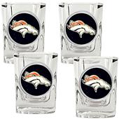 NFL Denver Broncos 4pc Square Shot Glass Set