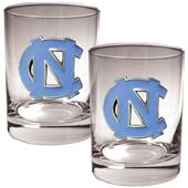 NCAA North Carolina Tar Heels 2pc Rocks Glass Set