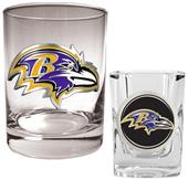 NFL Baltimore Ravens Rocks Glass / Shot Glass Set