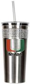 NCAA Miami Hurricane Stainless Bling Tumbler Straw