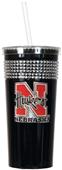 NCAA Nebraska Black Bling Tumbler w/Straw