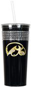 NCAA Iowa Hawkeyes Black Bling Tumbler w/Straw