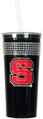 NCAA North Carolina St Black Bling Tumbler w/Straw