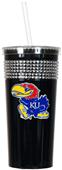 NCAA Kansas Jayhawks Black Bling Tumbler w/Straw