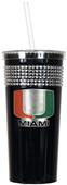 NCAA Miami Hurricanes Black Bling Tumbler w/Straw