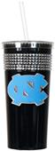 NCAA North Carolina Black Bling Tumbler w/Straw