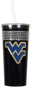 NCAA West Virginia Black Bling Tumbler w/Straw