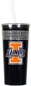 NCAA Illinois Black Bling Tumbler w/Straw