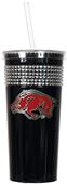 NCAA Arkansas Black Bling Tumbler w/Straw