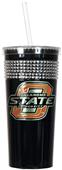 NCAA Oklahoma State Black Bling Tumbler w/Straw