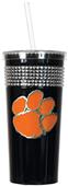 NCAA Clemson Tigers Black Bling Tumbler w/Straw