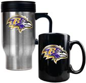 NFL Baltimore Ravens Travel Mug & Coffee Mug Set