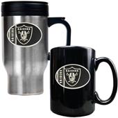 NFL Oakland Raiders Travel Mug & Coffee Mug Set