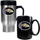 NFL Baltimore Ravens Travel Mug & Coffee Mug Set