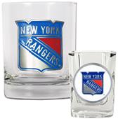 NHL New York Rangers Rocks Glass & Shot Glass Set