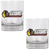 NHL Chicago Blackhawks 2pc Rocks Glass Set
