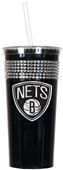 NBA Brooklyn Nets 16oz Bling Tumbler w/ Straw