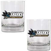 NHL San Jose Sharks 2pc Rocks Glass Set