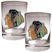 NHL Chicago Blackhawks 2pc Rocks Glass Set