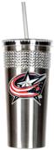 Columbus Blue Jacket Stainless Bling Tumbler Straw