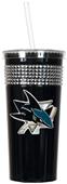 NHL San Jose Sharks Black Bling Tumbler W/Straw