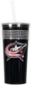 Columbus Blue Jackets Black Bling Tumbler W/Straw