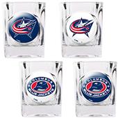 NHL Columbus Blue Jacket 4pc Square Shot Glass Set