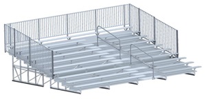 Aluminum Bleachers 10 Row Bleacher with Guard Rail