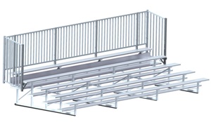 5 Row Bleachers W/Guard Rail Enclosure 15' or 21'