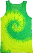 Colortone Fluorescent Yellow/Lime Tie Dye Tank Top